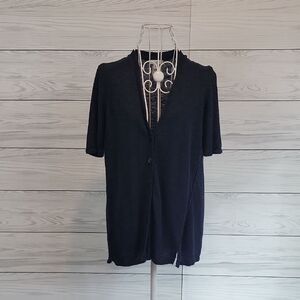 J.Jill Cardigan Soft Knit Short Sleeve Lightweight Sweater - Blue Womrns Size S